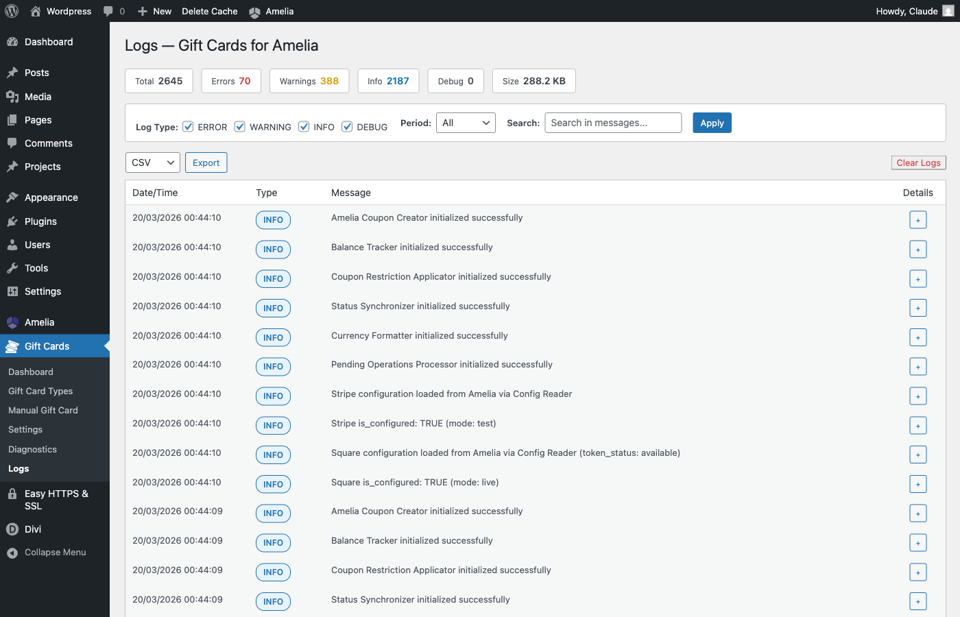 Activity logs